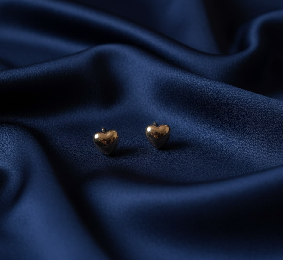 MIDIUM HOOP EARRINGS+MINI HEART EARRINGS